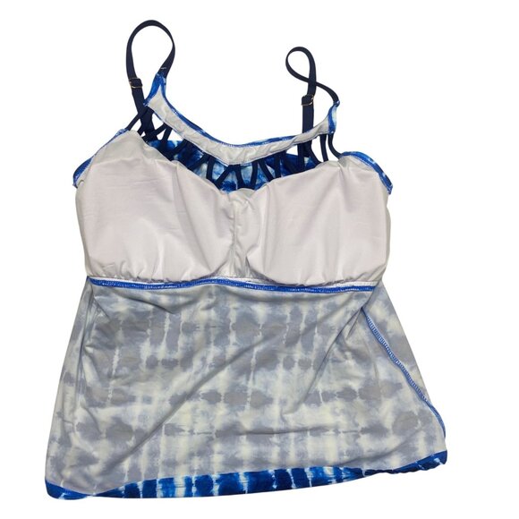 NWT $84 24th & Ocean Tankini Swim Top 18W Blue Tie Dye Plus Size‎ Swimwear $94 - Picture 6 of 13